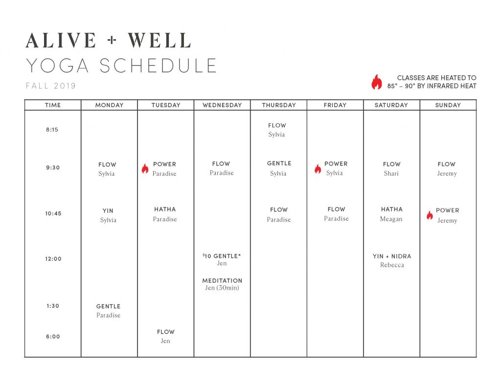 The NEW Fall Yoga Schedule is Here!